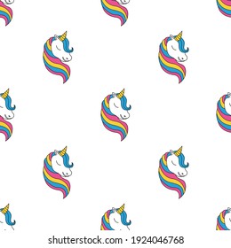 Magische Einhornmuster-Grafik. Nahtlose Muster können 
für Tapeten, Musterfüllungen, Hintergrund- und Oberflächenstrukturen