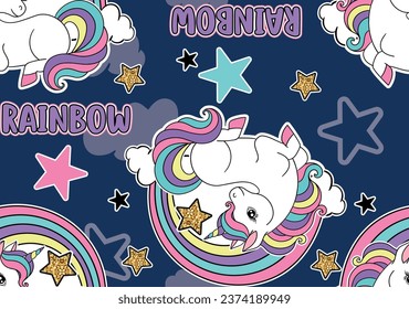 magical unicorn patterns  design for girl sleepwear