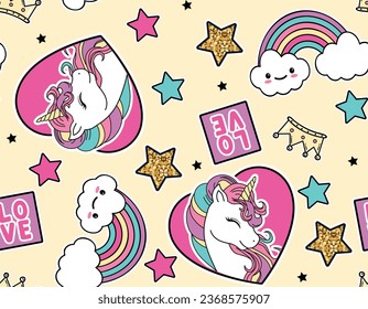 magical unicorn patterns design love girl
