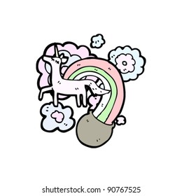 magical unicorn and rainbow cartoon