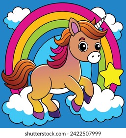 A magical unicorn rendered in vector format, showcasing its vibrant colors and graceful form