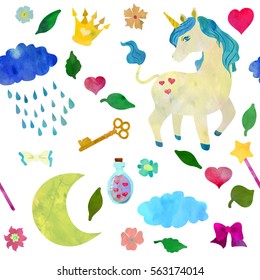 Magical unicorn seamless pattern.