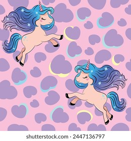 Magical unicorn seamless pattern design. Children artwork for wallpapers, fabric prints, t shirt graphics.