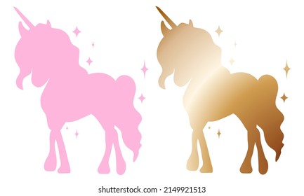 Magical unicorn silhouette cartoon vector illustration