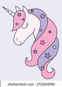 Magical Unicorn With Starry Hair