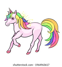 magical unicorn with a thick mane. vector illustration