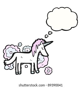 magical unicorn with thought bubble cartoon