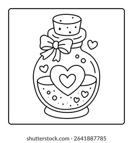 Magical Valentine Potion – Bold and Easy Coloring Page for Kids