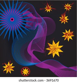 Magical vector tile background or border with stars.