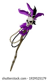 magical voodoo staff with skull