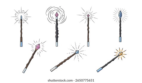 Magical wand sparkle effects illustration creative designs