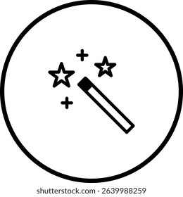 Magical Wand with Stars Icon Symbolizing Creativity, Inspiration, and Imagination