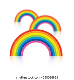 Magical way created with row of colorful rainbows. Vector illustration.