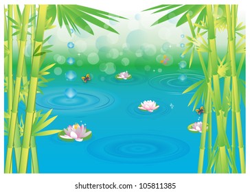 Magical wetlands with bamboo