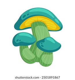 Magical wild mushroom. Autumn forest raw ingredient. Cartoon flat illustration.