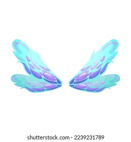 Magical wings isolated on white background. Magical monster wings cartoon illustration. Fantasy, mythical creatures, decorative emblems concept