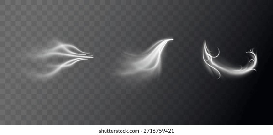 Fundo de inverno mágico com redemoinhos de vento, elementos de geada reluzente e vórtice branco transparente criando atmosfera de estação fria hipnotizante com poeira congelada cintilante, ilustração vetorial