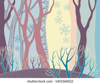 The magical winter forest. Winter concept background.