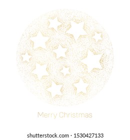 Magical Winter Holidays Gold Foil Stardust and Stars on White Background Square Happy Holidays Gift Card. Modern Elegant Christmas and New Year Print