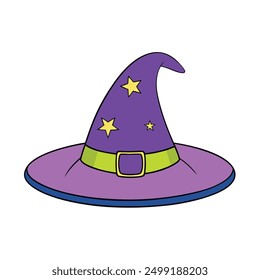 Magical Witch Hat Vector Illustration – Cartoon Clipart and Line Art Design