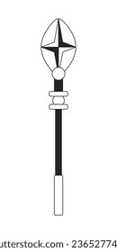 Mágico personal del asistente monocromo objeto vectorial aislado. Caminando misterioso bastón. Dibujo de arte en blanco y negro editable. Ilustración simple de la mancha para el diseño de gráficos web