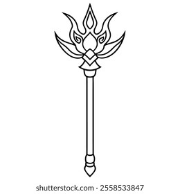 Magical Wizard and Staff Icon Design.