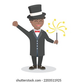 magician african with his trick information design character on white background