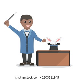 magician african summon rabbit from his hat design character on white background
