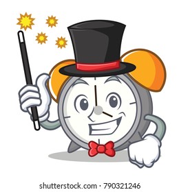 Magician alarm clock mascot cartoon