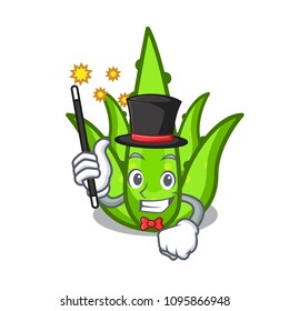 Magician aloevera mascot cartoon style