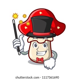 Magician amanita mushroom mascot cartoon