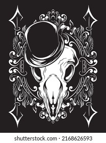 magician Animal Skull artwork illustration and t shirt design Premium Vector