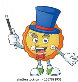 Magician apple pie cartoon character with mascot