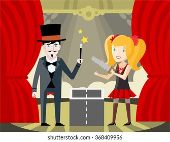 Magician And Assistant In The Stage