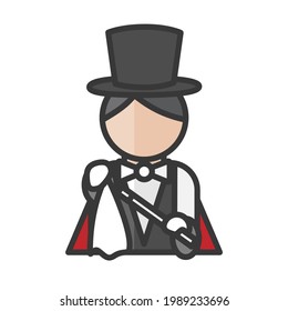 Magician avatar. Illusionist man. Profile user, person. People icon. Vector illustration