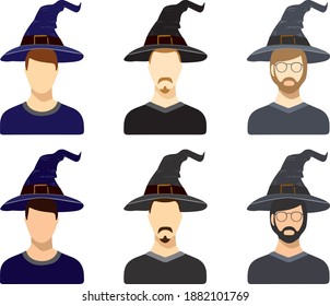 Magician Avatar. Mysterious male magician. Wise manvector illustration. Sorcerer wizard profile and medieval sorcerer vector.