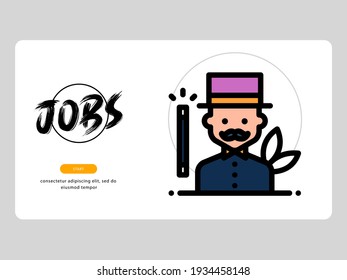 The magician avatar on an professions-themed white background is perfect for learning materials and visual illustration on digital products