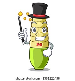 Magician baby corn fried on cartoon plate