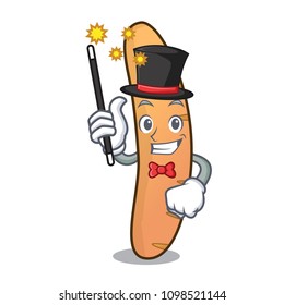 Magician baguette mascot cartoon style