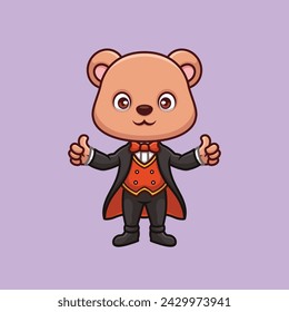 Magician Bear Cute Cartoon Character Illustration