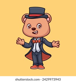 Magician Bear Cute Cartoon Character Illustration