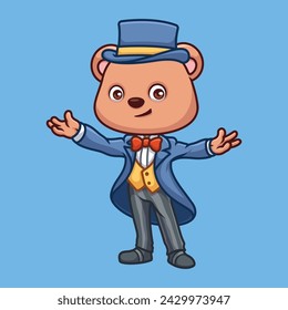 Magician Bear Cute Cartoon Character Illustration