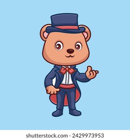 Magician Bear Cute Cartoon Character Illustration