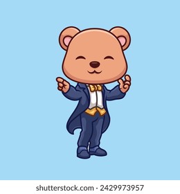 Magician Bear Cute Cartoon Character Illustration