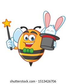 magician bee mascot character vector design