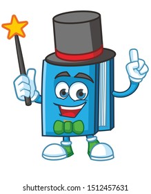 magician book mascot character design vector