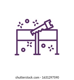 magician box with handsaw cutting vector illustration design