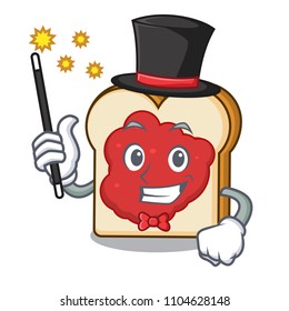 Magician bread with jam mascot cartoon