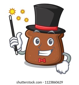 Magician brown bread mascot cartoon