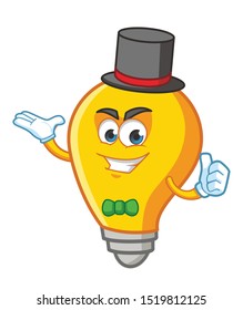 magician bulb cartoon mascot character vector design
